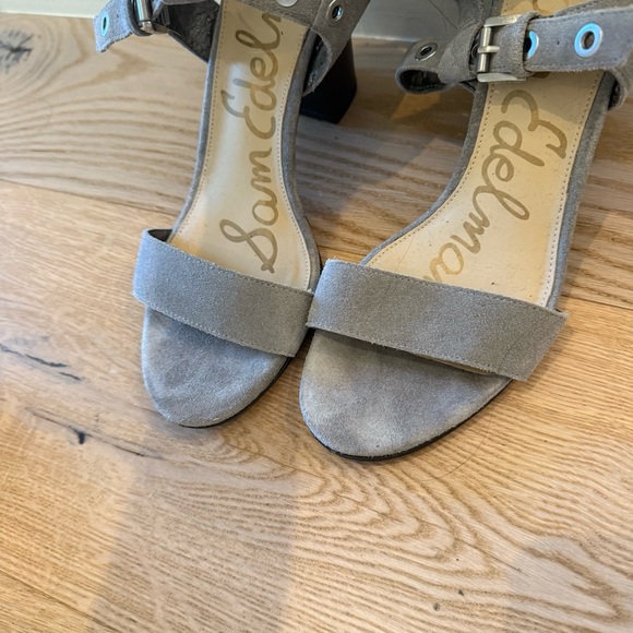 Sam Edelman Women's Eyda Gray Suede Dress Strappy Sandal Sz 8 Chunky Heel Punk - Picture 4 of 11